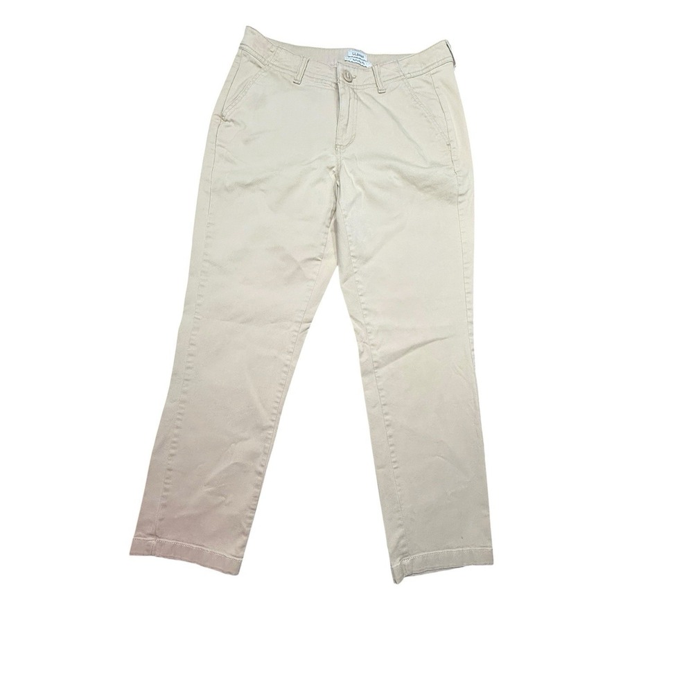 LL Bean Pants Women 6 Pet Beige Lakewashed Chino Favorite Fit Flat Front Stretch